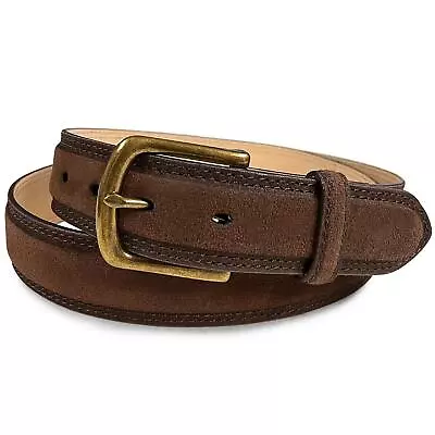 Classic Buckle Men's Suede Belt Genuine Leather Casual Dress Belt 1-3/8  Wide • $29.95