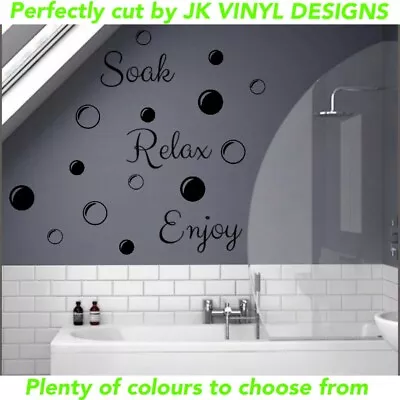 £4.69 • Buy Soak Relax Enjoy Bathroom Wall Stickers Bubbles Wall Home Art Vinyl Bath Sticker