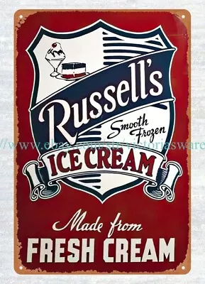 Russell's Ice Cream Metal Tin Sign  Inspirational Art Work • $18.93