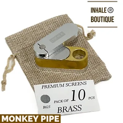 INHALE®️ Foldable Brass Aluminum Smoking Pipe  / Monkey Pipe In A Burlap Bag • $24.99