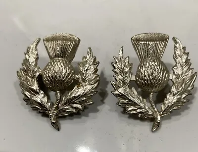 Gordons Regiment Pair Of London Scottish TAs Silver Collar Badges • £69.99