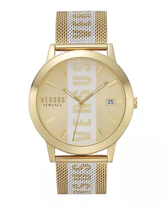 Versus Versace Mens Barbes Ion Plated Yellow Gold 44mm Bracelet Fashion Watch • $70