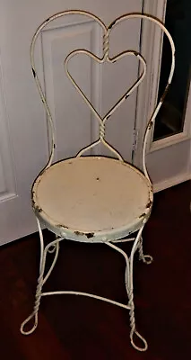 Vintage Antique Ice Cream Parlor Chair Stool Tall Wrought Iron Twisted Heart • $168