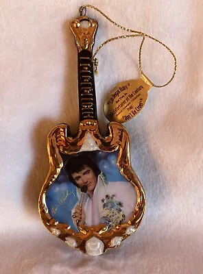 LAS VEGAS RULES ELVIS PRESLEY MUSICAL GUITAR ORNAMENT Entertainer Of The Century • $14.95