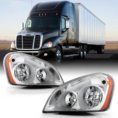 Chrome Amber Clear Lens Headlight For 08-17 Freightliner Cascadia Driving Lamp • $139.95