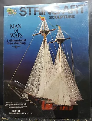 Vintage String Art Sculpture Man Of War Sail Ship 3D Free Standing TC4401 1978 • $69.69