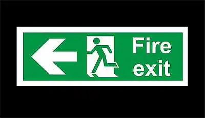 £1.89 • Buy Fire Exit Signs Left Directional Arrow - All Sizes & Materials 100x300mm Door