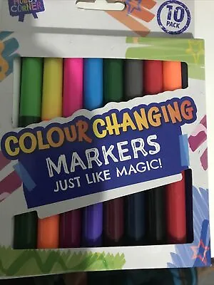 10 Colour Changing Markers Magic Fun Drawing Colouring Book School Art & Craft  • £6.99