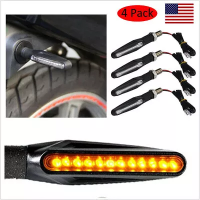 4X LED Motorcycle Turn Signal Indicator Lights Amber Yellow For Kawasaki Suzuki • $12.99