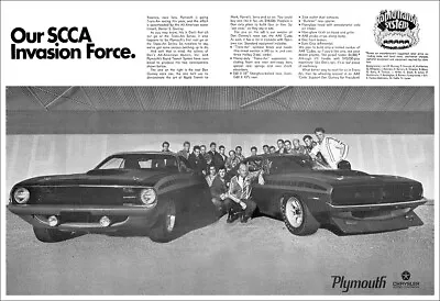 13x19 1970 Plymouth 'Cuda AAR SCCA Ad Poster Art Mopar 1971 Barracuda 340 • $20