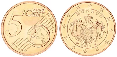 Monaco 5 Cent 2011 Currency Coin Rare Year Mint State 106738 • $68.32