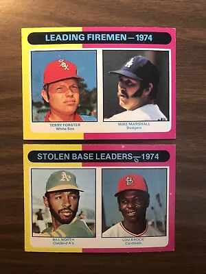 1975 Topps Lot Of 2  Leaders Fireman Stolen Base  Forster Marshall North Brock • $3.24