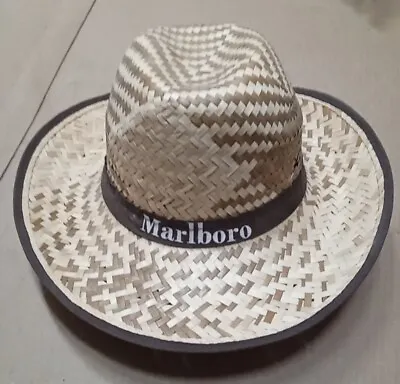 Marlboro Cigarette Vintage Advertising Woven Straw Hat With Neck Tie String • $12