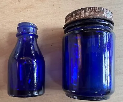 2 Vicks VapoRub Cobalt Blue Glass Jars.  3  With Lid 2 1/4 N Lid • $7.99