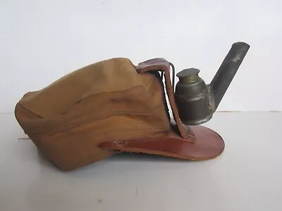 Antique Mining Leather Miner's Cap Hat W/ Lamp Pat Progress 1913 • $124.95