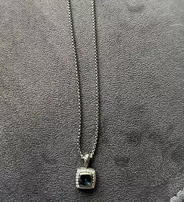 David Yurman Petite Albion Silver Blue Topaz & Diamonds Pendant & Necklace 17  • $250