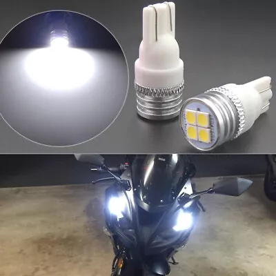 2x HID White 4-SMD-3030 2825 168 194 LED Parking Light Bulbs For Motorcycle Bike • $8