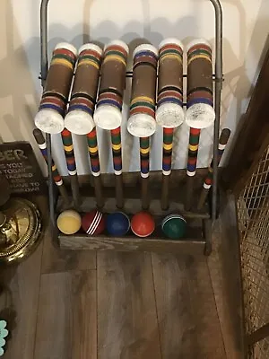 Vintage Foster USA Wooden Lawn Croquet Set For 6 • $100