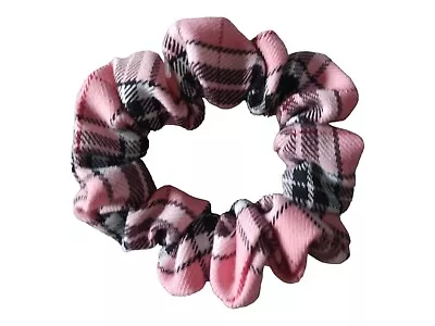 Baby Pink Tartan Fabric Hair ScrunchieHair TieGifts For Her • £2.50