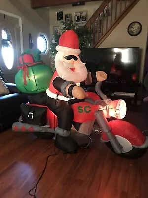 $80 • Buy Gemmy Airblown Inflatable Christmas Santa Motorcycle Lighted Yard Decoration 5ft
