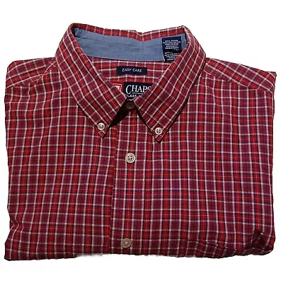 Chaps Ralph Lauren Red Plaid Check Long Sleeve Mens Cotton Shirt XL • £12.95