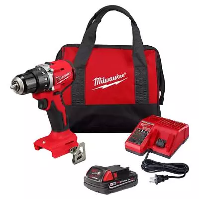 Milwaukee Cordless 1/2  Compact Drill/Driver W/ 2.0-Ah Battery Charger+Tool Bag • $110.03