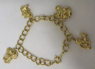 Vintage Disney Gold Tone Charm Bracelet Mickey Minnie Donald Goofy 6  • $12.99