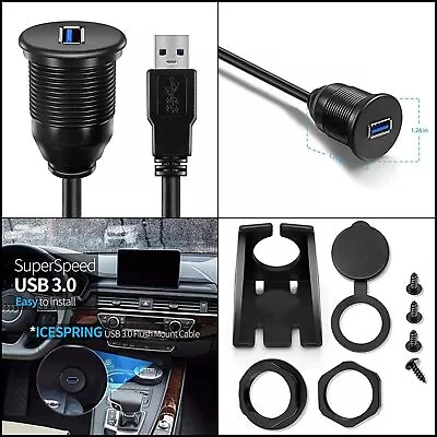 USB 3.0 Male To Female AUX Flush Mount Extension Cable 3ft For Car Boat Dash • $13.19