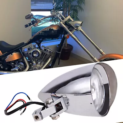 4.5  Motorcycle Headlights Chrome Tri-Bar Visor Bullet Headlight Lamp Scooter • $70.45