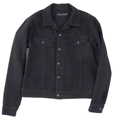 Ralph Lauren Black Label 'Mason' Black Denim Trucker Jean Jacket L Large • $165