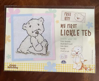 DMC My First Lickle Ted New Baby Birthday Cross Stitch Kit With Mount • £3.99