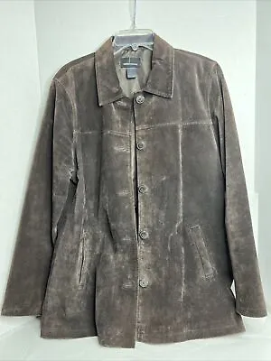Moda International Jacket Women's Size L 100% Suede Brown 5 Button Coat Vintage • $29.95