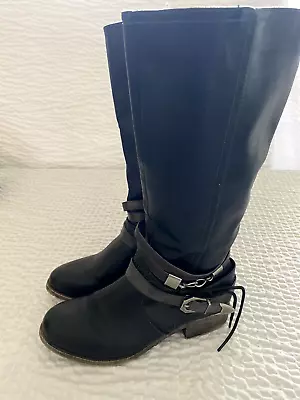 Maurices Tiffany Mid-Calf Buckle Boots Black - Womens US 8.5 • $19.99