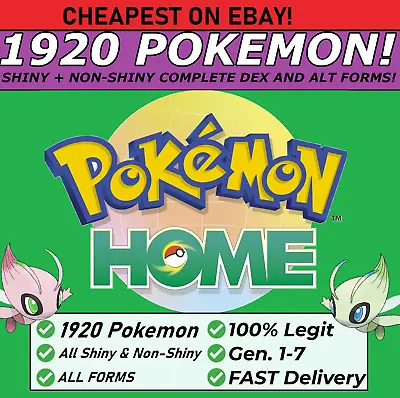 $5.18 • Buy Pokemon Home ALL 807 SHINY&NONSHINY FULL Living Dex & Events 1920 POKEMON TOTAL
