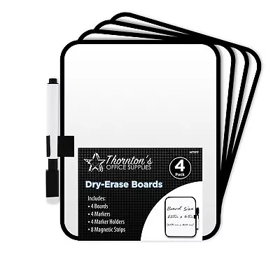 Dry-Erase 6 X 8 Whiteboards With Marker And Magnet Strips Pack Of 4 • $33.01