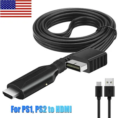 $12.49 • Buy 3.3 FT For Sony Playstation 1 2 PS1/PS2 To HDMI Adapter USB Input Port Converter