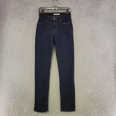 Levis Jeans Womens 28 Blue Classic Mid Rise Skinny Dark Wash Stretch Denim • $23.95