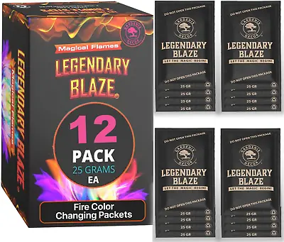 12 Pack Legendary Blaze Magical Flames Fire Color Changing Packets - Fire Pits A • $14.54