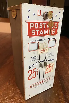 Vintage USPS US Mail Postage Stamp Machine Dispenser Coin 25/25 Cent Vending • $125.66