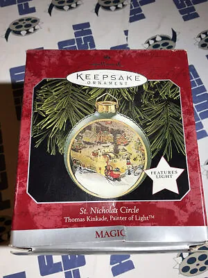 Hallmark Keepsake Ornament Thomas Kinkade St Nicholas Circle Village Light 1998 • £9.58