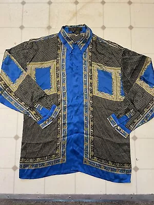 Seta Per Uomo Italian Silk Button Up Men’s Size Medium Designer Shirt Medusa • $119.95