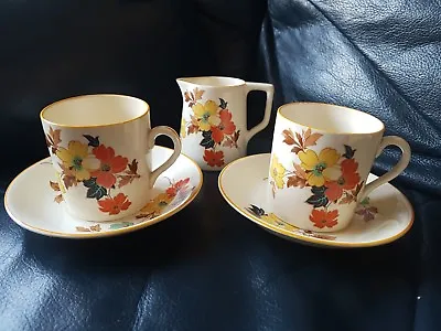 T F & S Ltd Autumn Small Coffee Cans And Saucers And Milk Jug Vintage Demitasse • £11.99