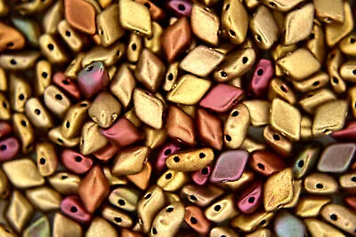 10g Matubo GemDuo Czech Seed Beads 5x8mm Matte Metallic Dark Gold Rainbow • £2.60