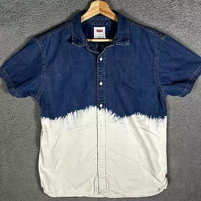 Levi's Denim Shirt Mens Large Gradient Ombre Two-Tone Button Up Western Wear • $19.75