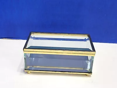 Vintage Beveled Glass Display Box Hinged Lid Jewelry Box • $25