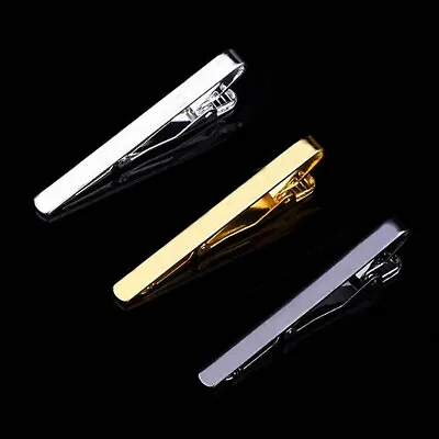 Mens Stainless Steel Tie Clip Necktie Bar Clasp Clamp Pin Gold Black Silver • $1.39