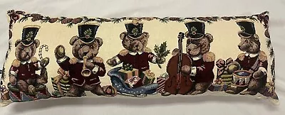 DAKOTAH Christmas Tapestry Toy Soldier Bears Music Rectangle Pillow Woven Cream • $29.99