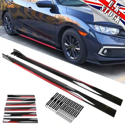 Side Skirt Rocker Panel Splitter Red Lip Body For Honda Civic Sedan 2016-2021 • £42.95