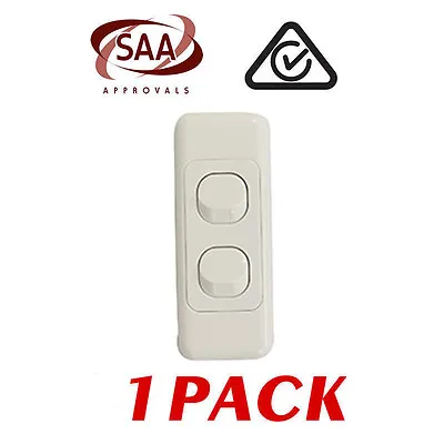 1 X 2 Gang 2 Way Architrave Switch - WHITE - Electrical Light Switch - SAA • $2.90