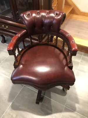 Vintage Chesterfield  Captains Executive CEO Director Desk Office Chair - Brown • $995